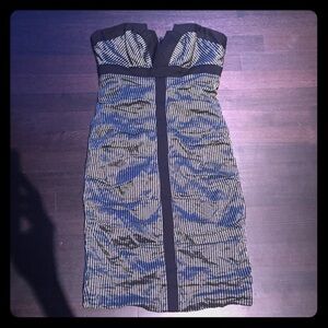 Nicole Miller Black and Gold Strapless Dress